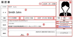 履歴書の例1